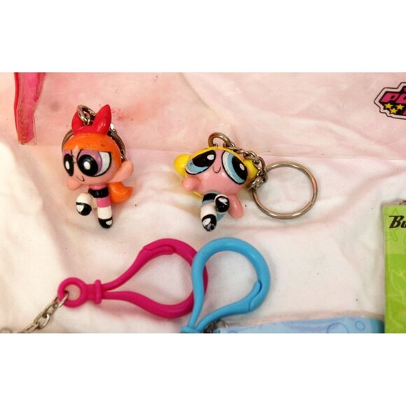 Power Puff Girls Lot Vinyl Bag Keychain Clips Photo Book Compact Mirror Pink - Picture 2 of 16